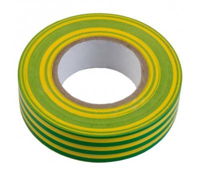 Изолента ПВХ 0.13х15мм, 10метров, желто-зеленая General GIT-13-15-10-YG